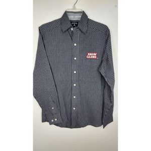 Ragin Cajuns Louisiana Antigua Shirt Mens Small Black White Checked University